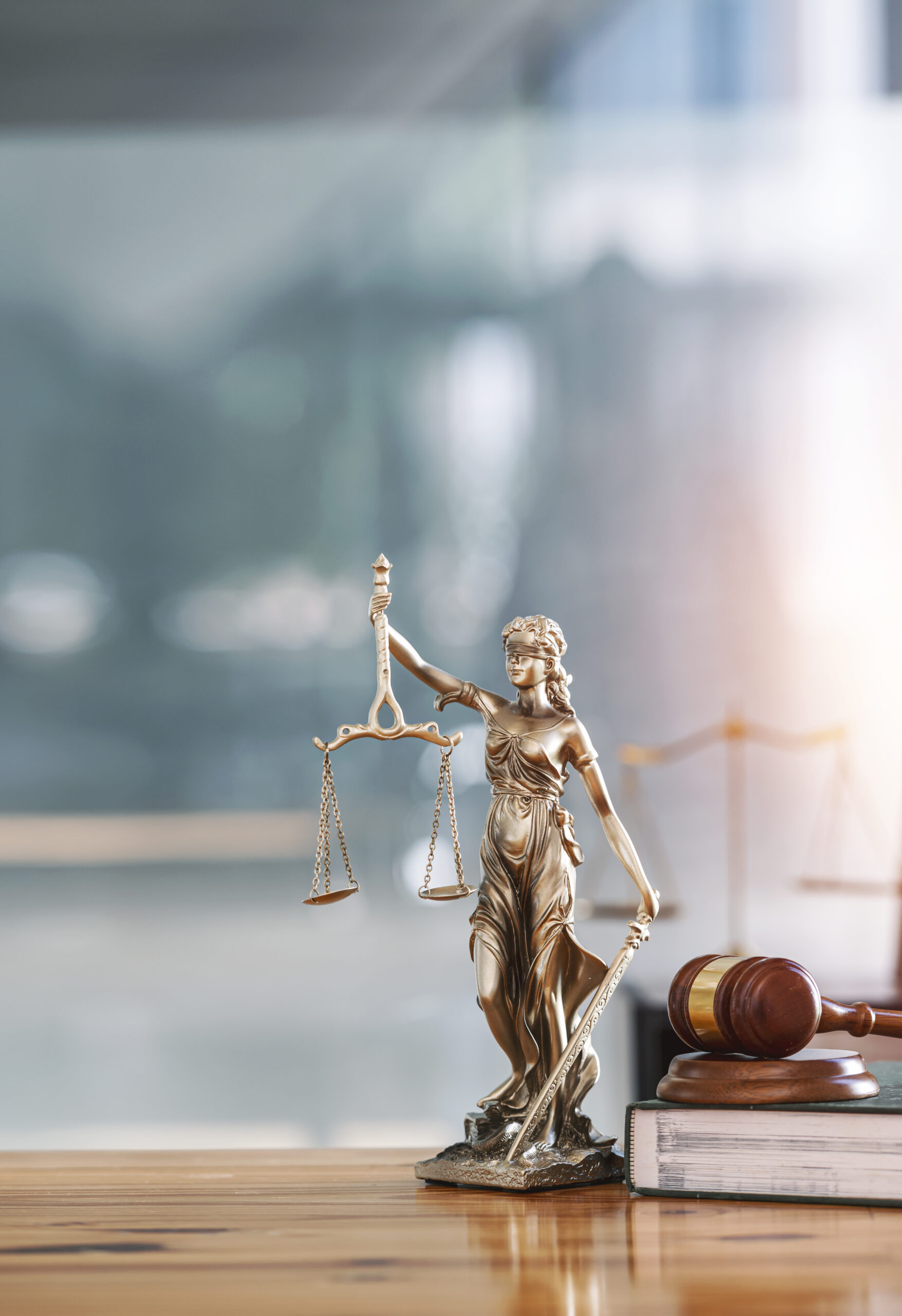 Legal and law concept. Statue of Lady Justice with scales of jus